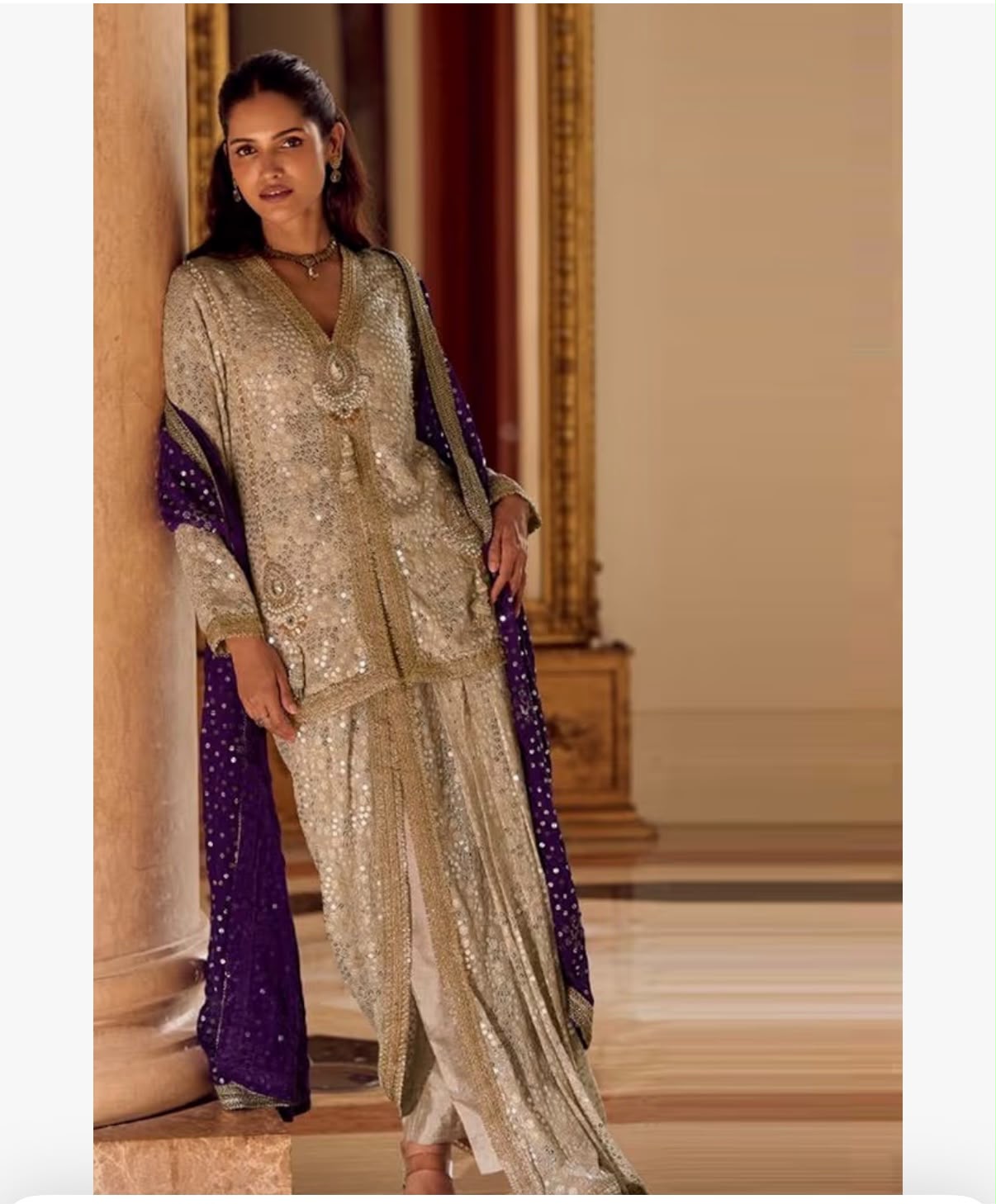 SHAKTI - Indian Wedding Heavy Short Sequin Kurti & Punjabi Designer Style Dhoti Set for Woman 1812 2