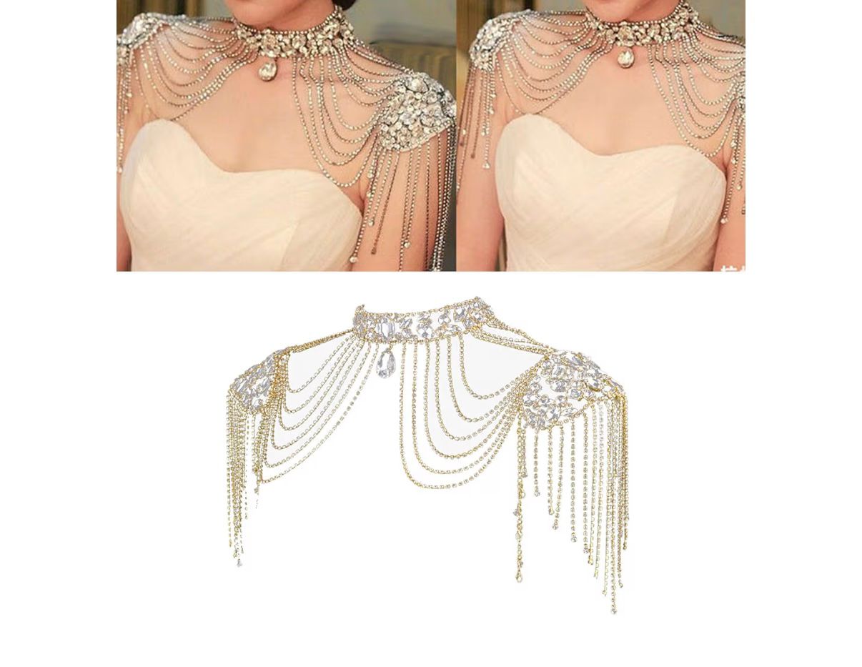 Crystal Tassels Arm Chain Women Body Jewellery Multilayer Necklace