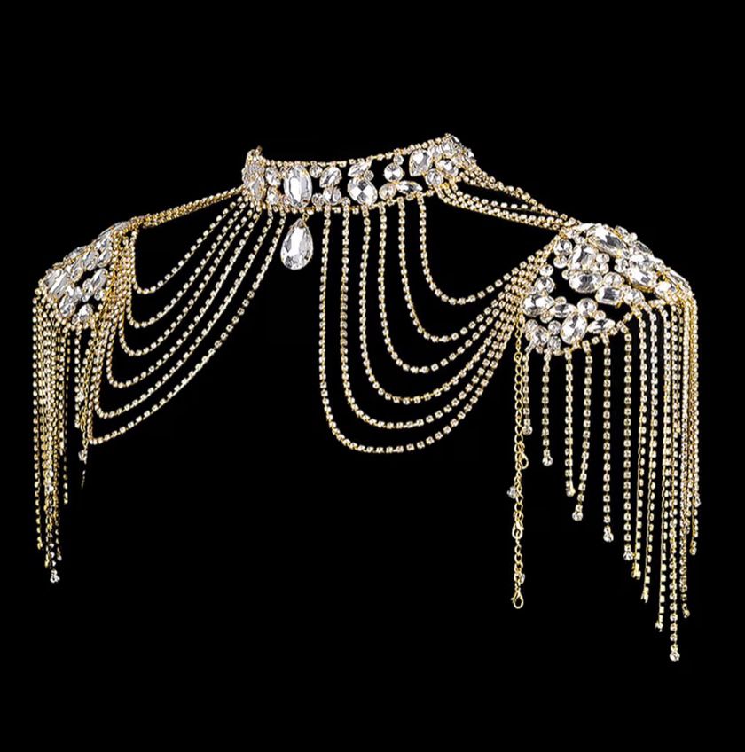 Crystal Tassels Arm Chain Women Body Jewellery Multilayer Necklace