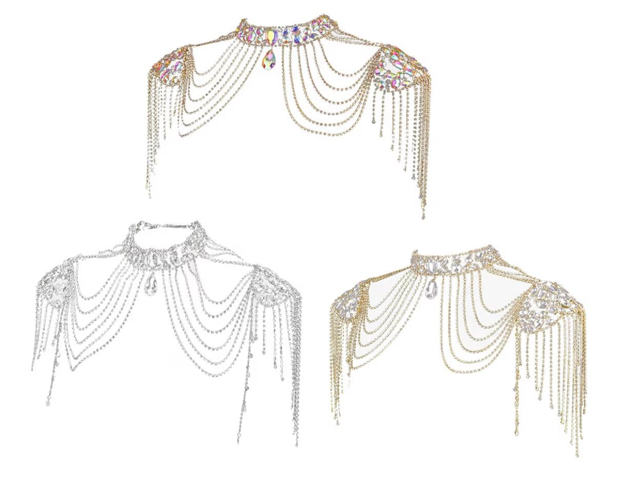 Crystal Tassels Arm Chain Women Body Jewellery Multilayer Necklace