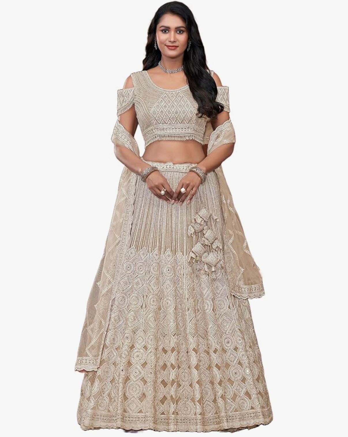 Indian Women Net Designer Sequence Work Wedding Lehenga Choli 11320